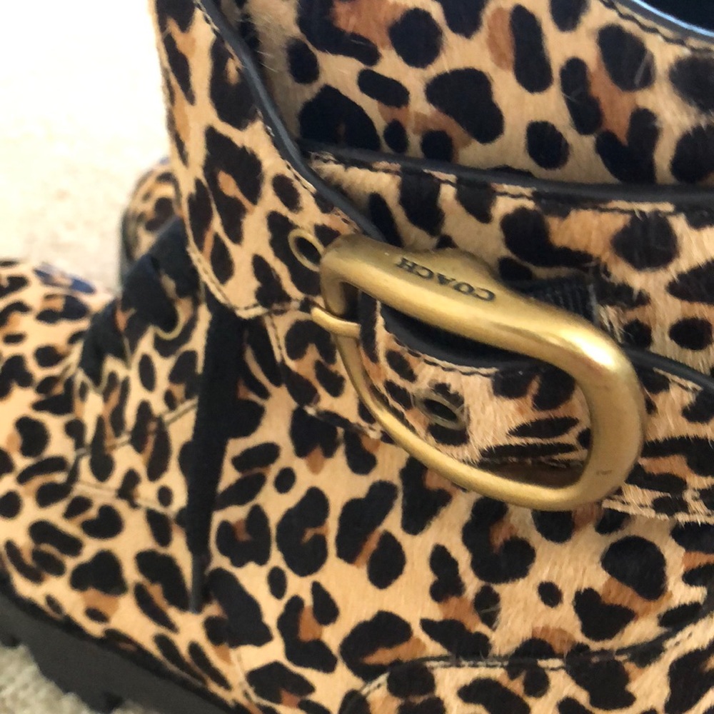 Coach Lucy Leopard print calf hair combat boots - Picture 6 of 11